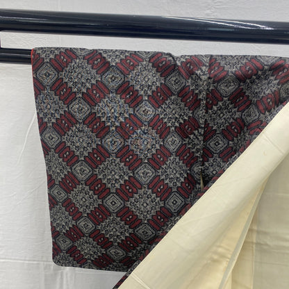 Japanese Vintage Kimono Silk Gray Oshima Traditional Authentic Length 59in4