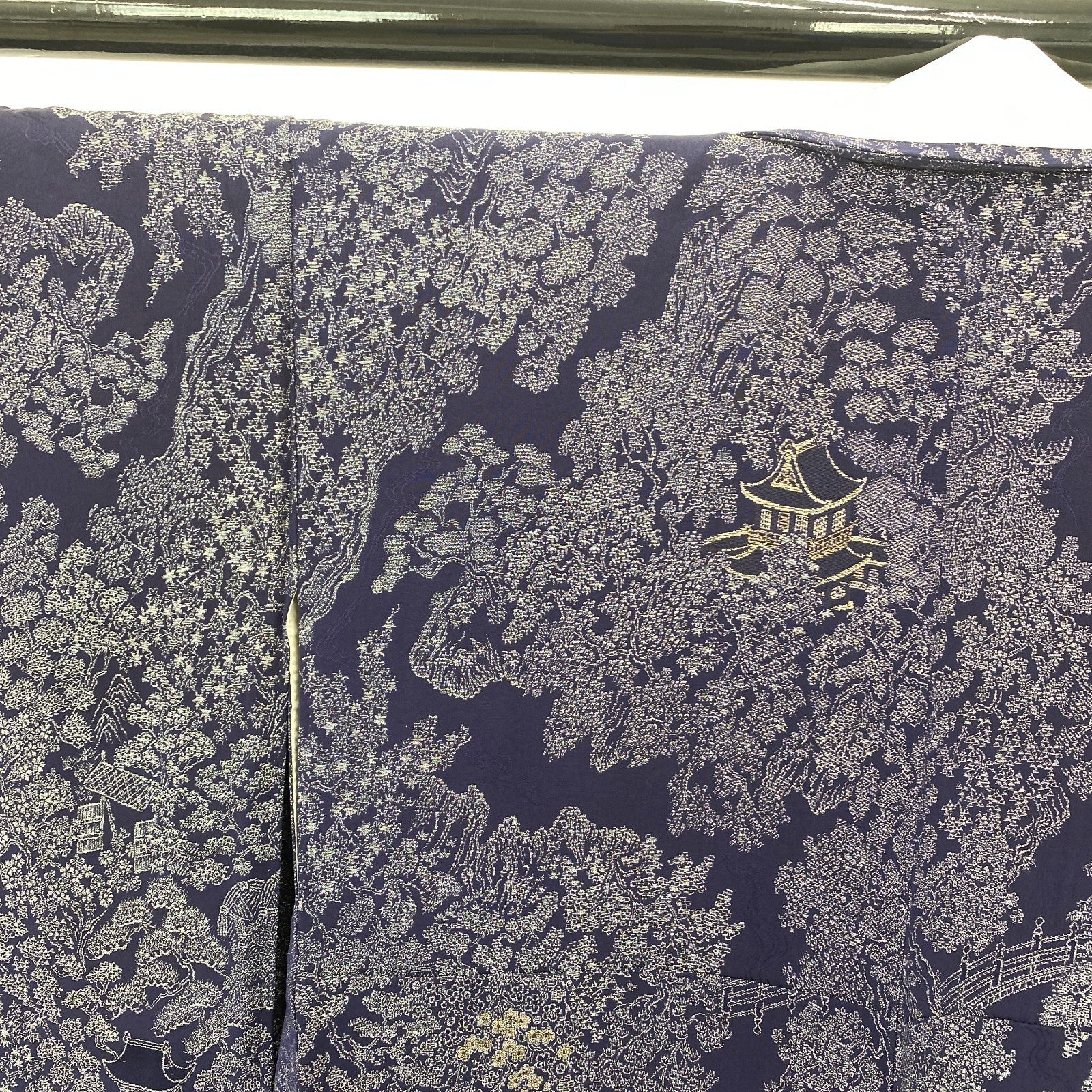 Japanese Vintage Kimono Silk Navy Komon Traditional Authentic Length 59 in16