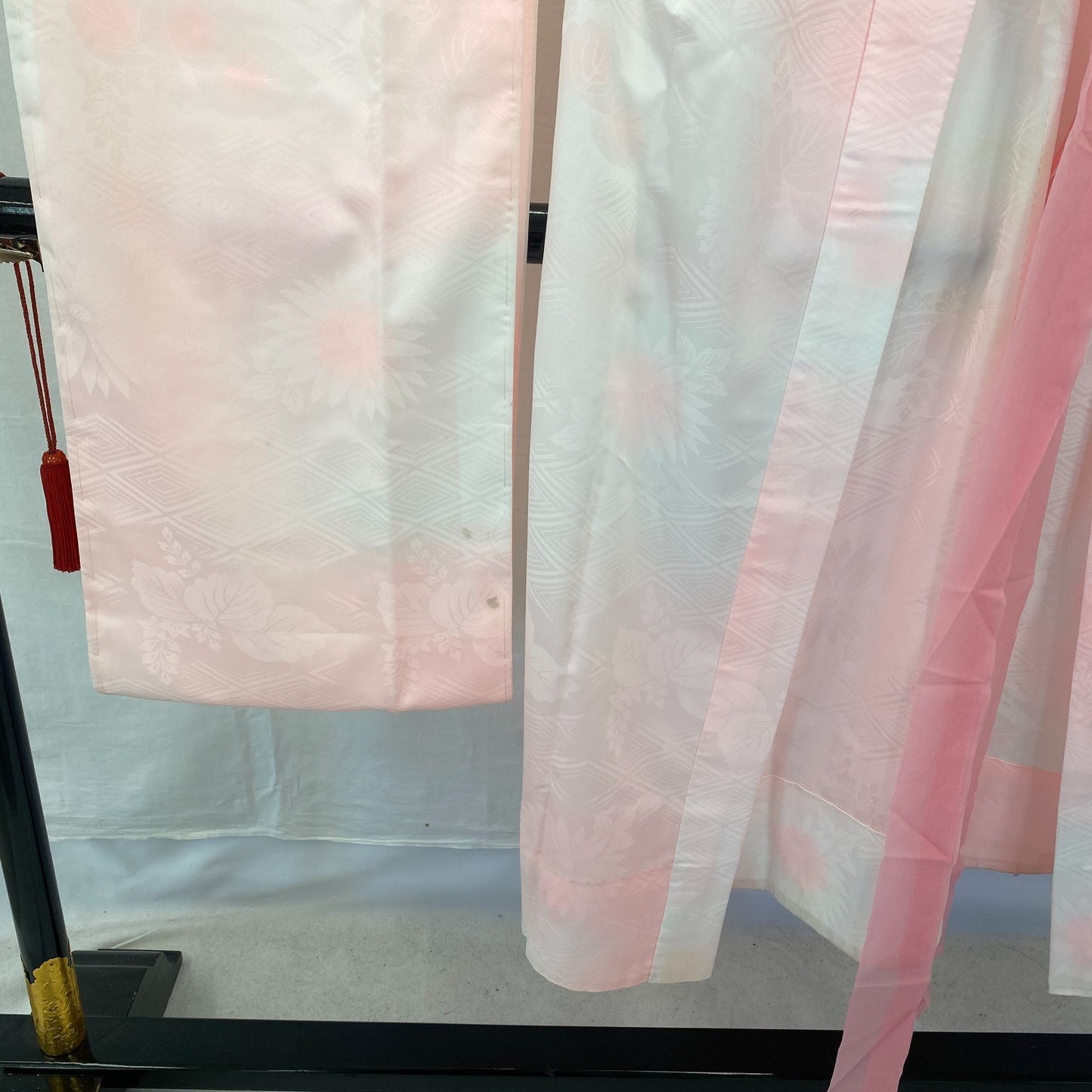 Japanese Vintage Kimono Juban Polyester Pink Drit Traditional Length 52 in10