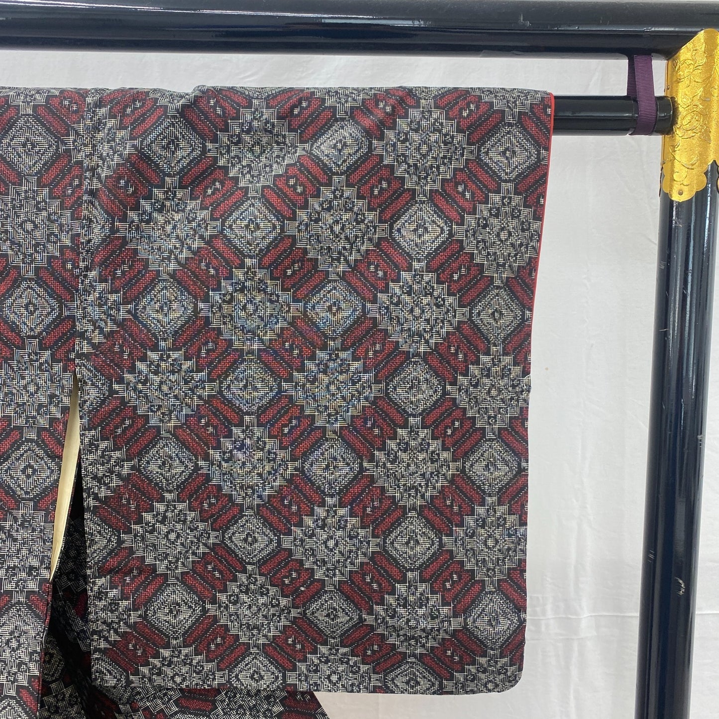 Japanese Vintage Kimono Silk Gray Oshima Traditional Authentic Length 59in18