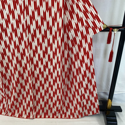 Japanese Vintage Kimono Cotton Red Komon Traditional Authentic Length 63 in22