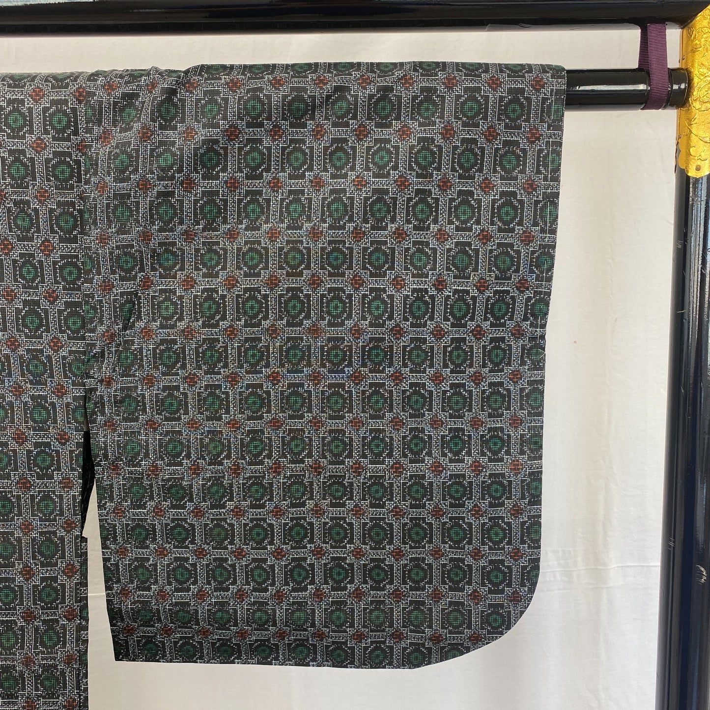 Japanese Vintage Kimono Haori Jacket Silk Gray Oshima Traditional Authentic 33in18