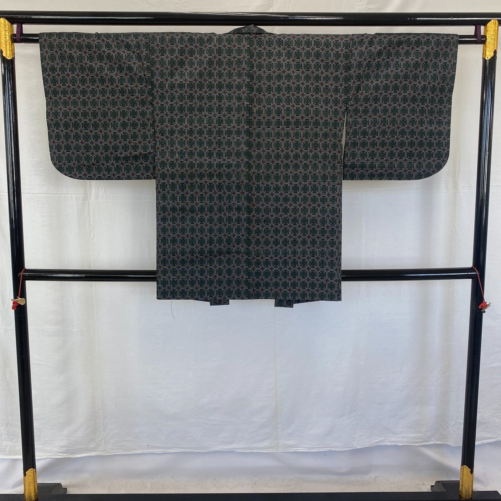 Japanese Vintage Kimono Haori Jacket Silk Gray Oshima Traditional Authentic 33in13