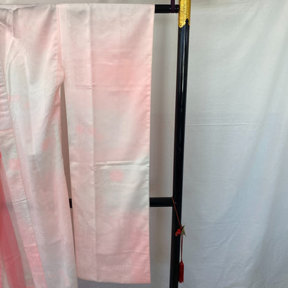 Japanese Vintage Kimono Juban Polyester Pink Drit Traditional Length 52 in7