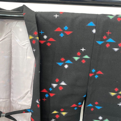 Japanese Vintage Kimono Haori Jacket Cotton Black Traditional Authentic 28 in5