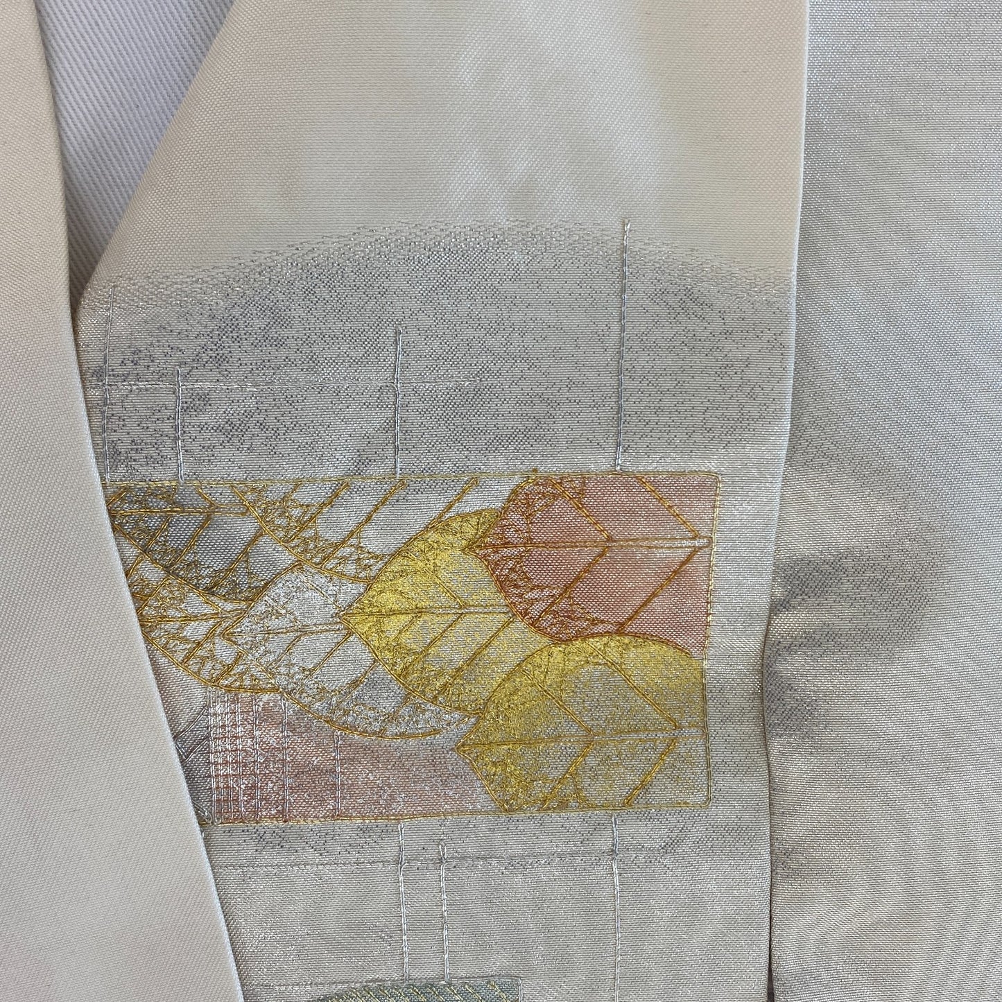 Japanese Vintage Kimono Nagoya Obi Polyester Silver Traditional Drit 144x 11 in13