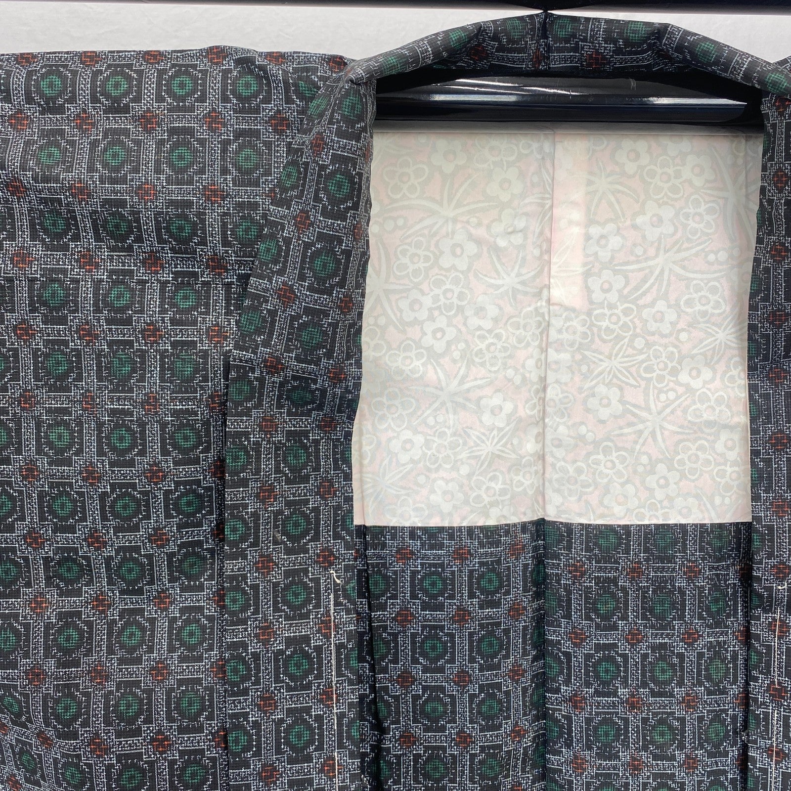 Japanese Vintage Kimono Haori Jacket Silk Gray Oshima Traditional Authentic 33in5