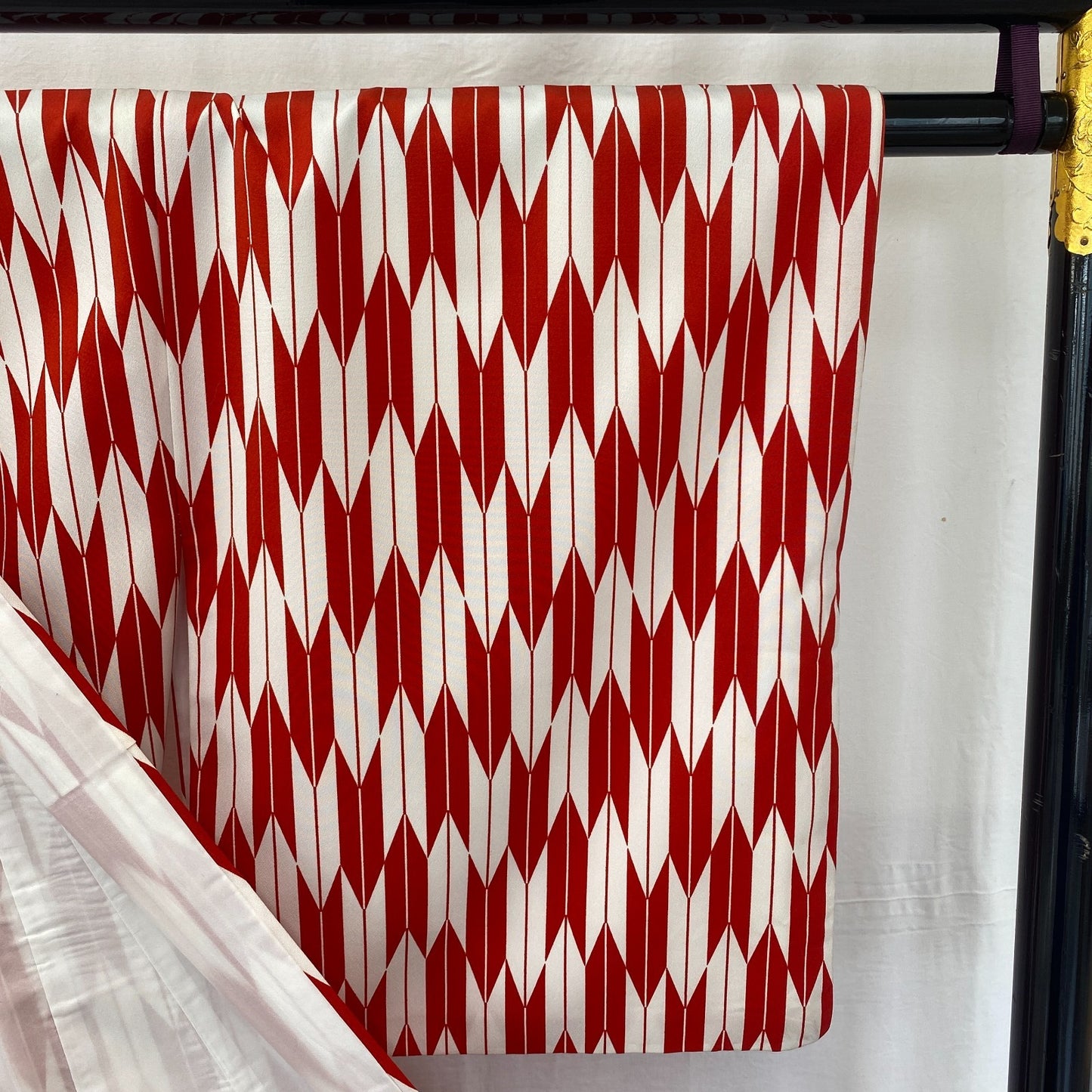 Japanese Vintage Kimono Cotton Red Komon Traditional Authentic Length 63 in7