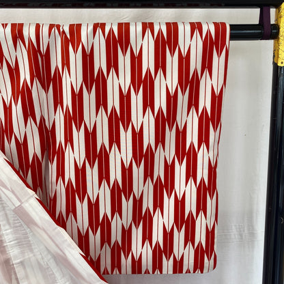 Japanese Vintage Kimono Cotton Red Komon Traditional Authentic Length 63 in7