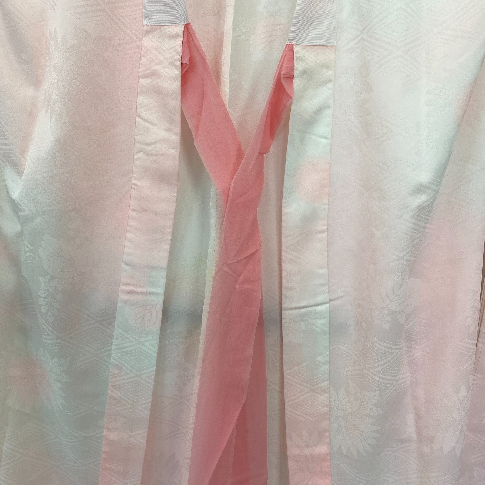 Japanese Vintage Kimono Juban Polyester Pink Drit Traditional Length 52 in9