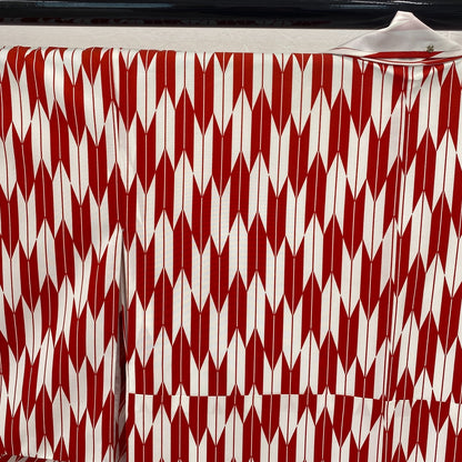 Japanese Vintage Kimono Cotton Red Komon Traditional Authentic Length 63 in16