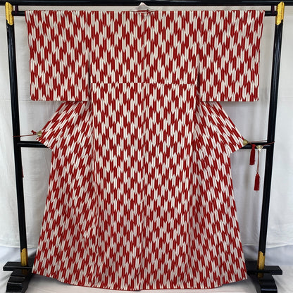 Japanese Vintage Kimono Cotton Red Komon Traditional Authentic Length 63 in13