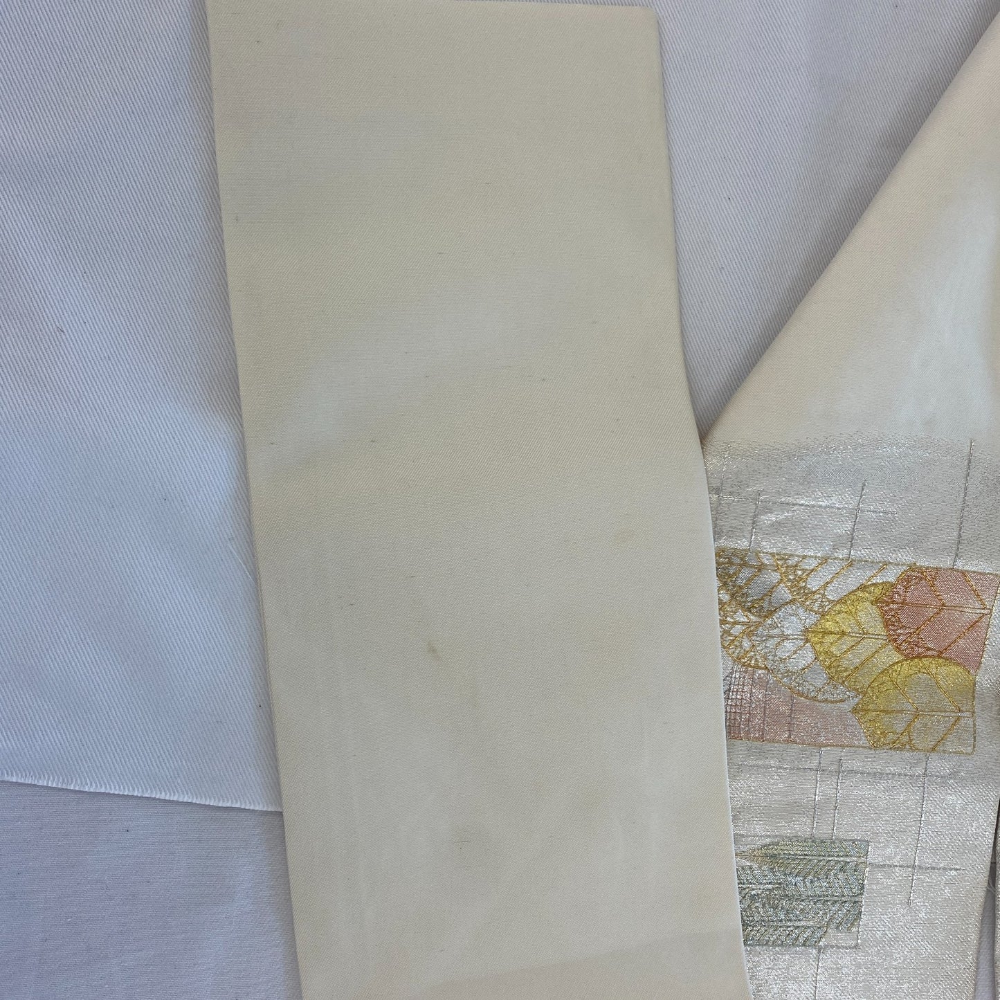 Japanese Vintage Kimono Nagoya Obi Polyester Silver Traditional Drit 144x 11 in21