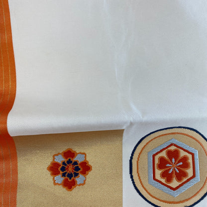 Japanese Vintage Kimono Nagoya Obi Cotton White Traditional Authentic 140 x 11in10