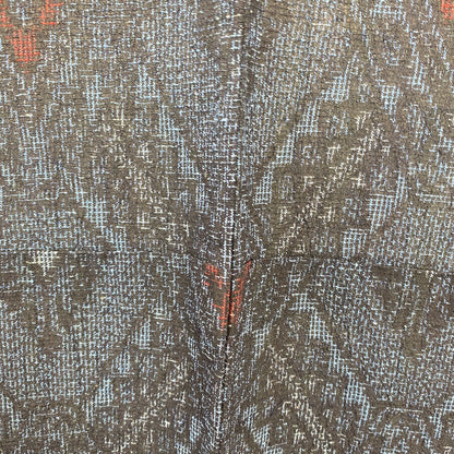 Japanese Vintage Kimono Silk Navy No Lining Oshima Tumugi Traditional Length57in19