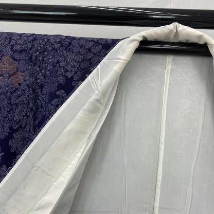 Japanese Vintage Kimono Silk Navy Komon Traditional Authentic Length 59 in5