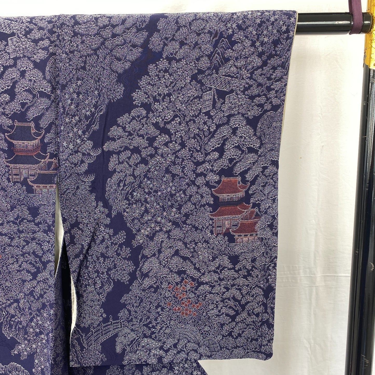 Japanese Vintage Kimono Silk Navy Komon Traditional Authentic Length 59 in18