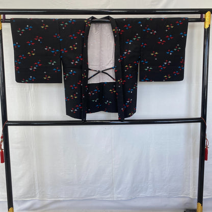 Japanese Vintage Kimono Haori Jacket Cotton Black Traditional Authentic 28 in1