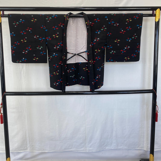 Japanese Vintage Kimono Haori Jacket Cotton Black Traditional Authentic 28 in1