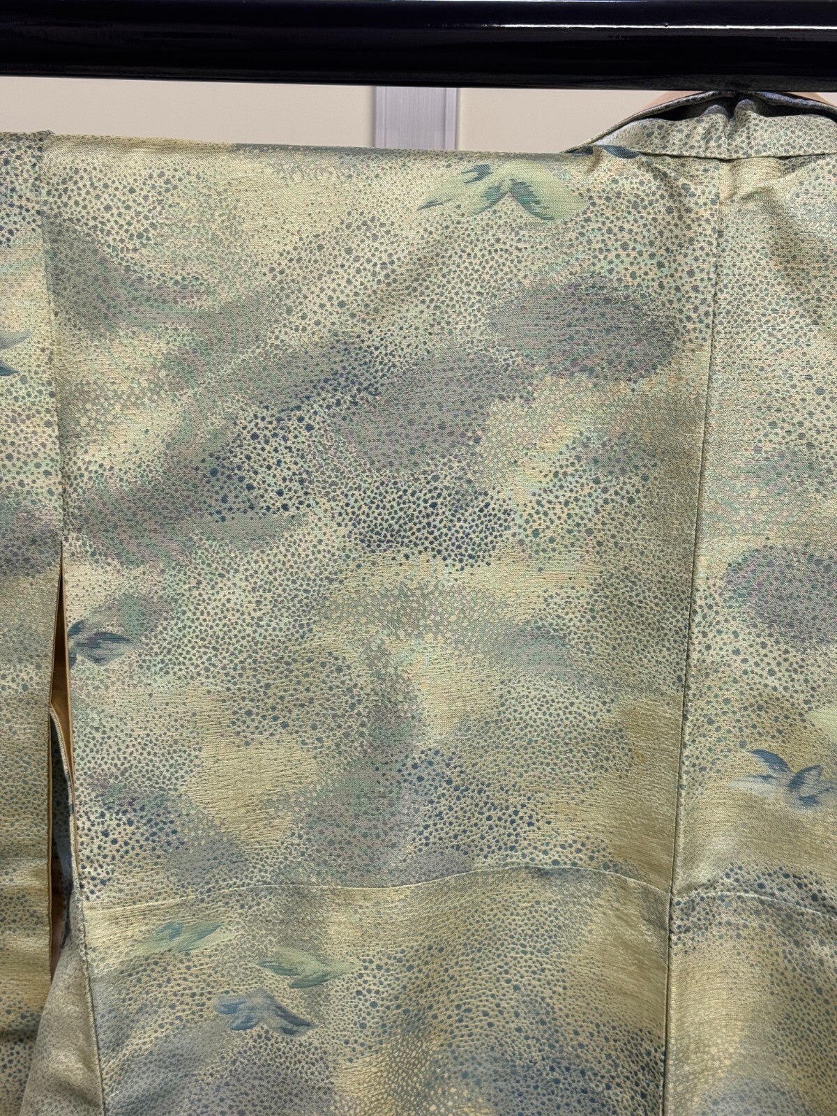 Japanese Vintage Kimono Silk Green Tsumugi Expensive Tradition Heigh 60.23in6