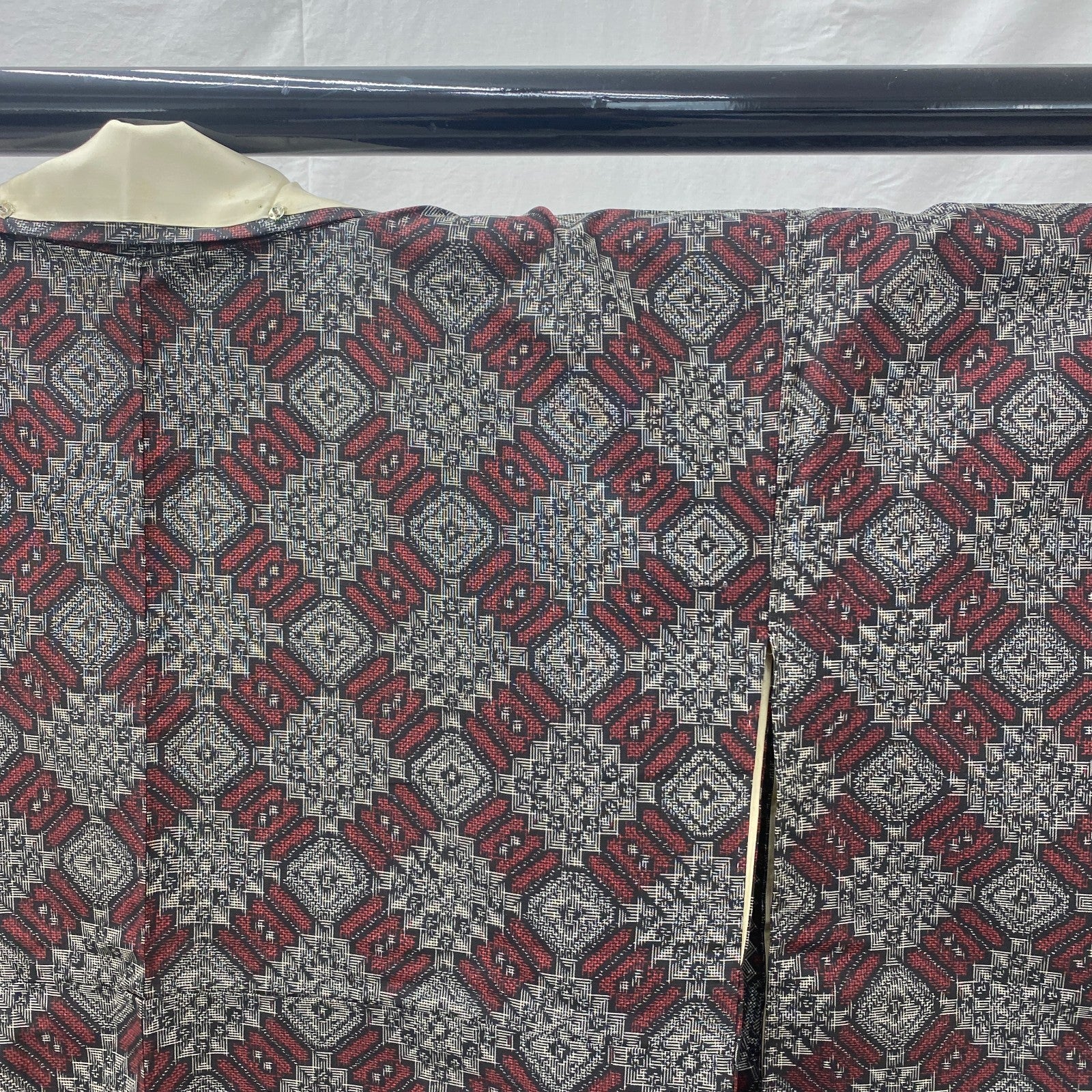 Japanese Vintage Kimono Silk Gray Oshima Traditional Authentic Length 59in17