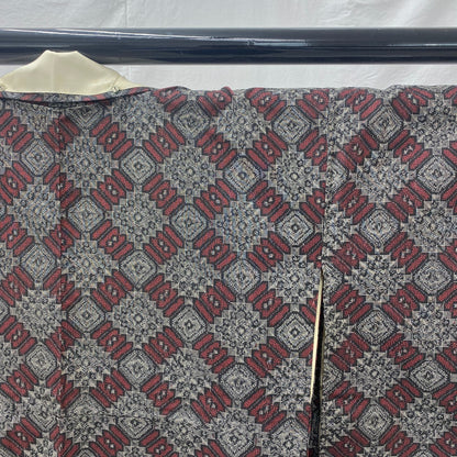 Japanese Vintage Kimono Silk Gray Oshima Traditional Authentic Length 59in17