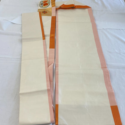 Japanese Vintage Kimono Nagoya Obi Cotton White Traditional Authentic 140 x 11in22