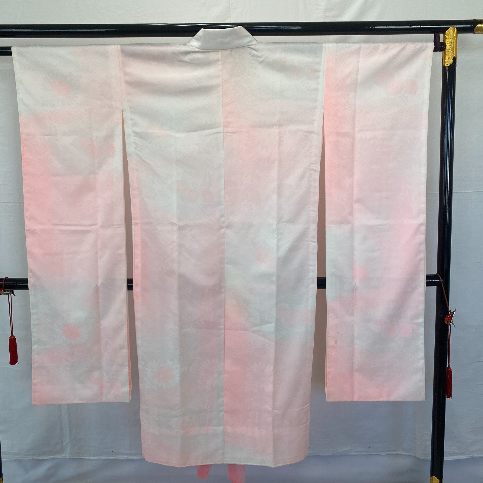 Japanese Vintage Kimono Juban Polyester Pink Drit Traditional Length 52 in13