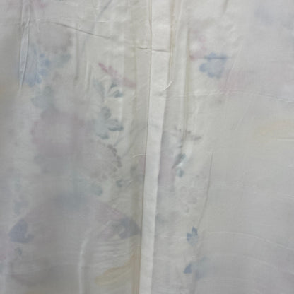 Japanese Vintage Kimono Polyester Yellow Komon Traditional Authentic Length 66in8