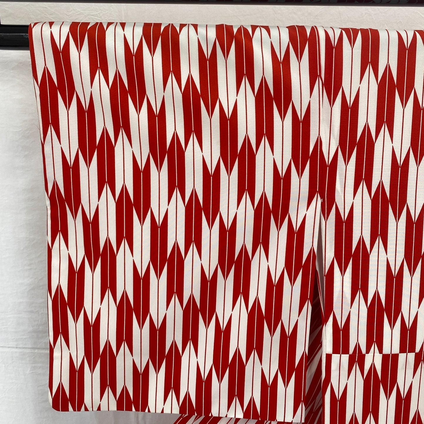 Japanese Vintage Kimono Cotton Red Komon Traditional Authentic Length 63 in15