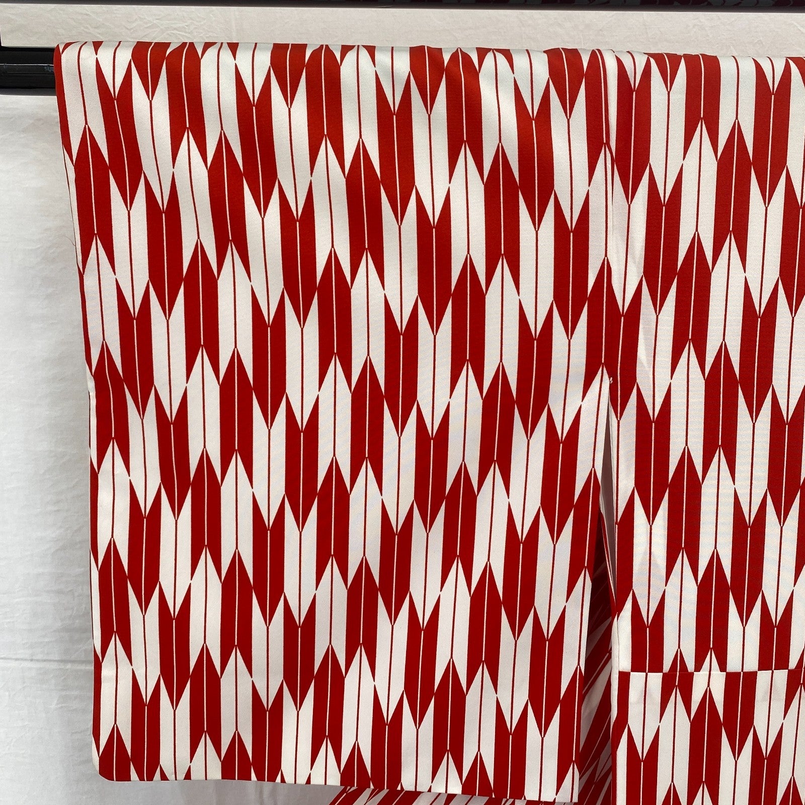 Japanese Vintage Kimono Cotton Red Komon Traditional Authentic Length 63 in15