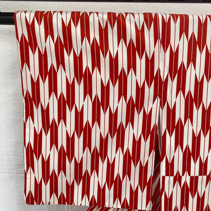 Japanese Vintage Kimono Cotton Red Komon Traditional Authentic Length 63 in15