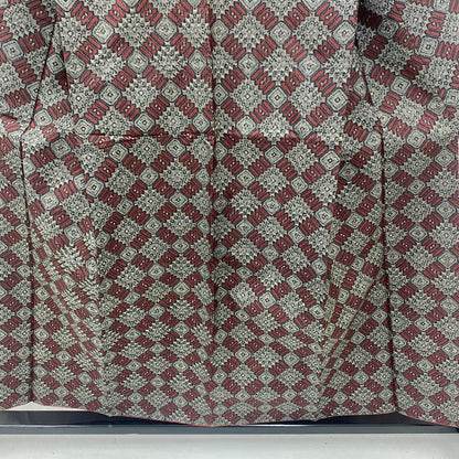 Japanese Vintage Kimono Silk Gray Oshima Traditional Authentic Length 59in21