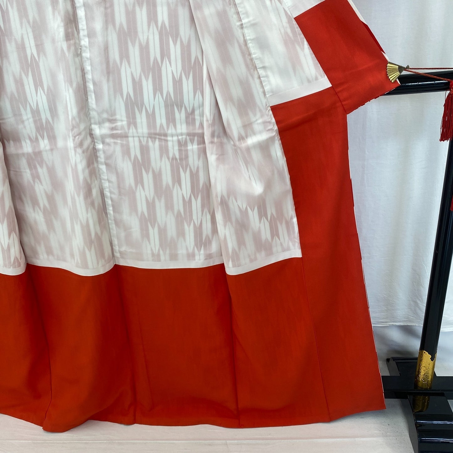 Japanese Vintage Kimono Cotton Red Komon Traditional Authentic Length 63 in12