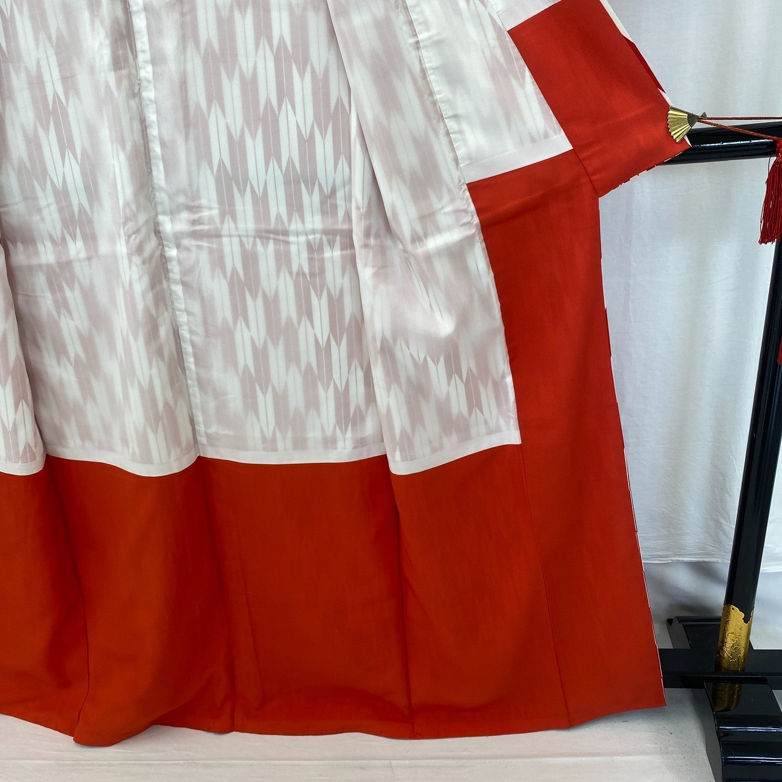 Japanese Vintage Kimono Cotton Red Komon Traditional Authentic Length 63 in12