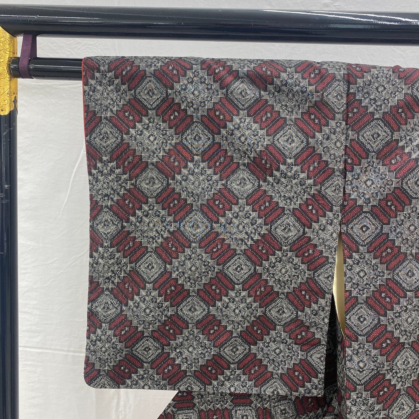 Japanese Vintage Kimono Silk Gray Oshima Traditional Authentic Length 59in15