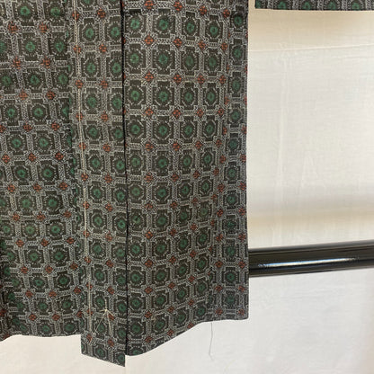 Japanese Vintage Kimono Haori Jacket Silk Gray Oshima Traditional Authentic 33in12