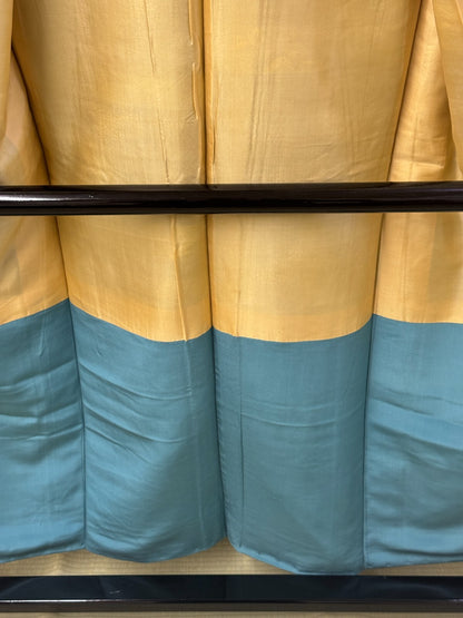 Japanese Vintage Kimono Silk Green Tsumugi Expensive Tradition Heigh 60.23in20