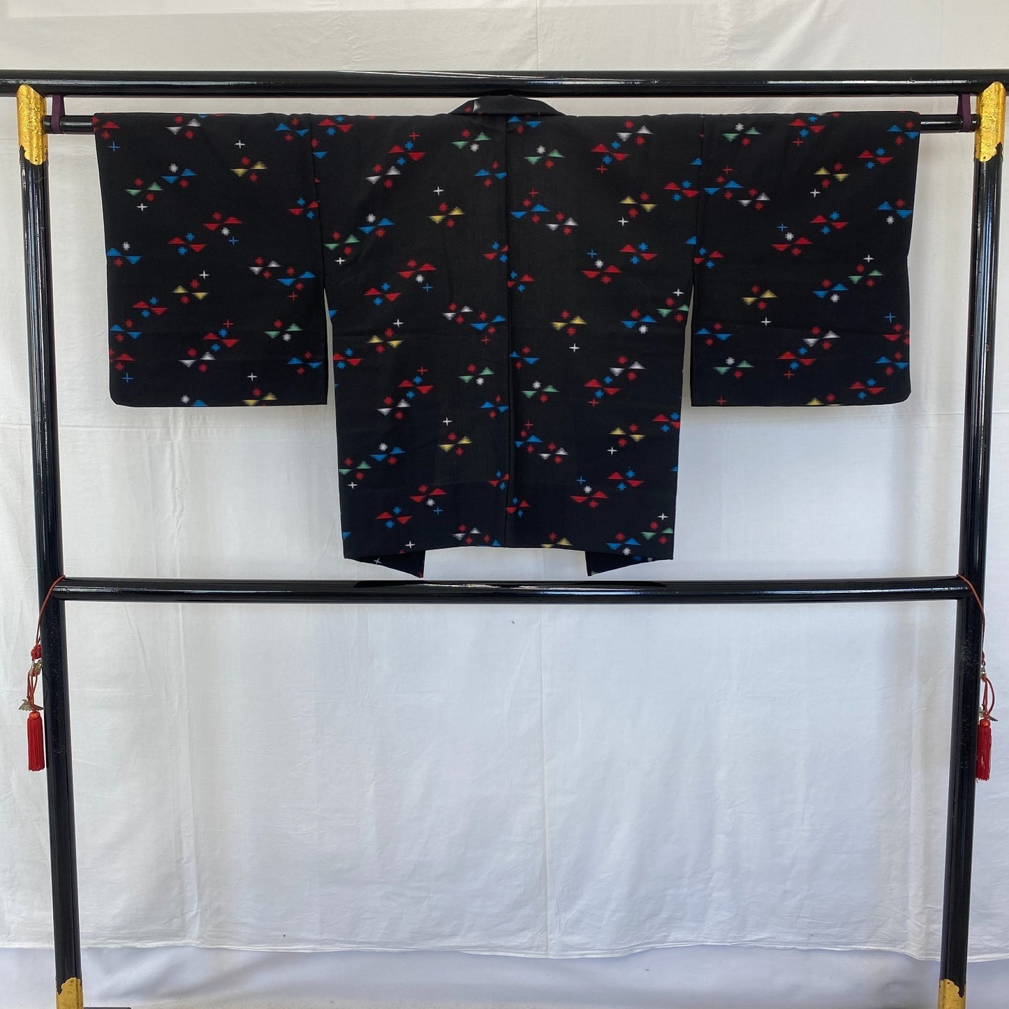 Japanese Vintage Kimono Haori Jacket Cotton Black Traditional Authentic 28 in12