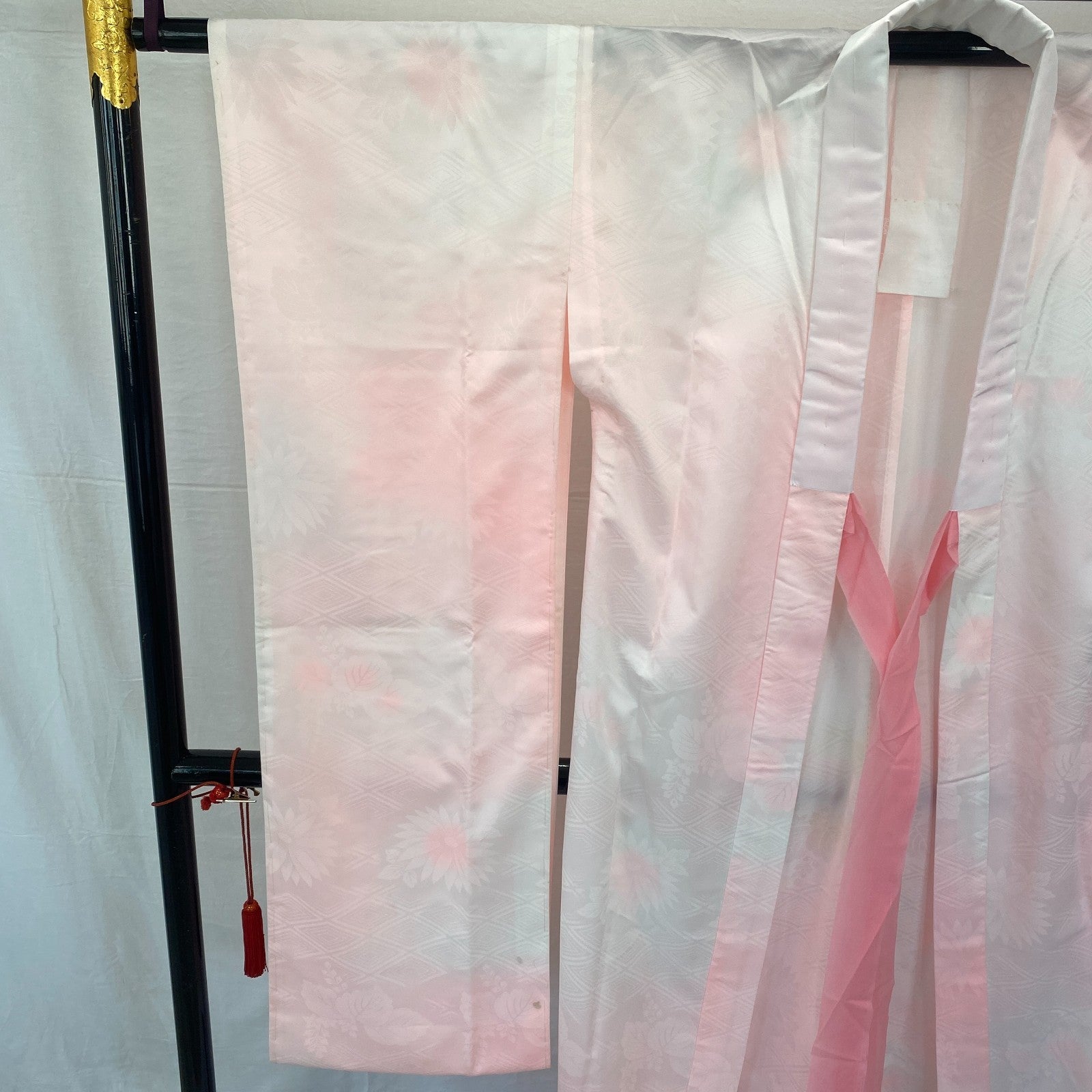 Japanese Vintage Kimono Juban Polyester Pink Drit Traditional Length 52 in4