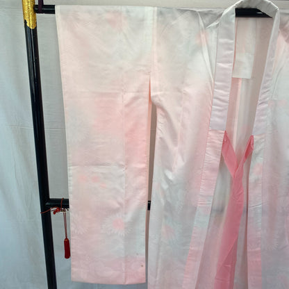 Japanese Vintage Kimono Juban Polyester Pink Drit Traditional Length 52 in4