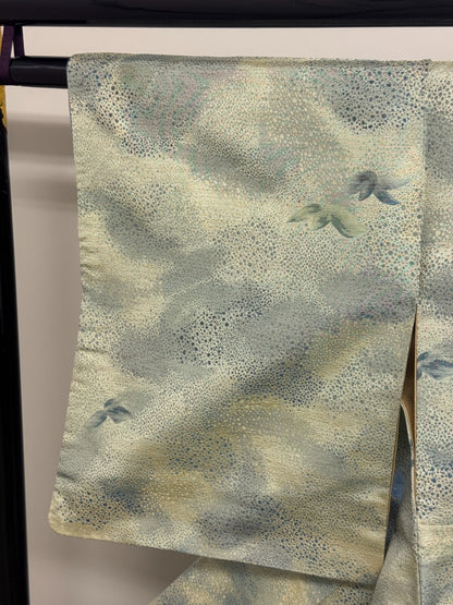 Japanese Vintage Kimono Silk Green Tsumugi Expensive Tradition Heigh 60.23in5