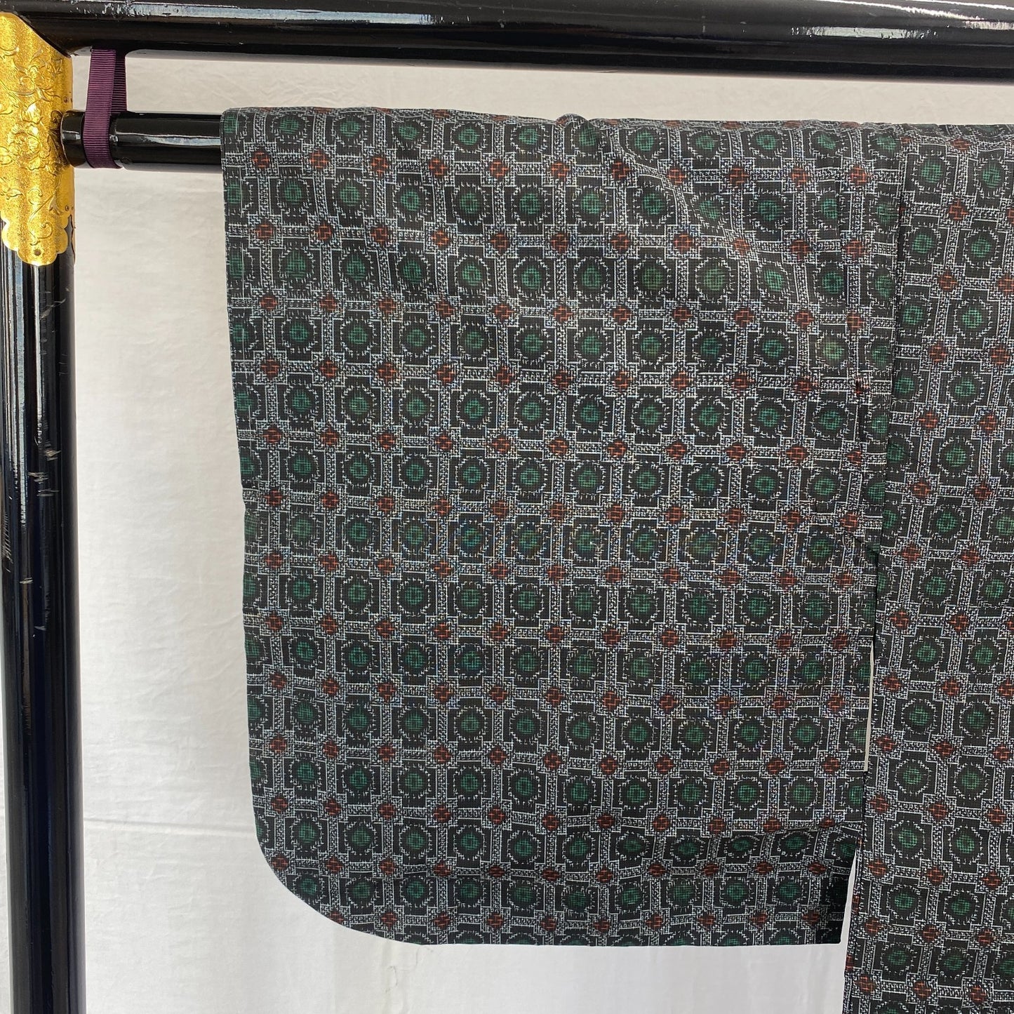 Japanese Vintage Kimono Haori Jacket Silk Gray Oshima Traditional Authentic 33in15