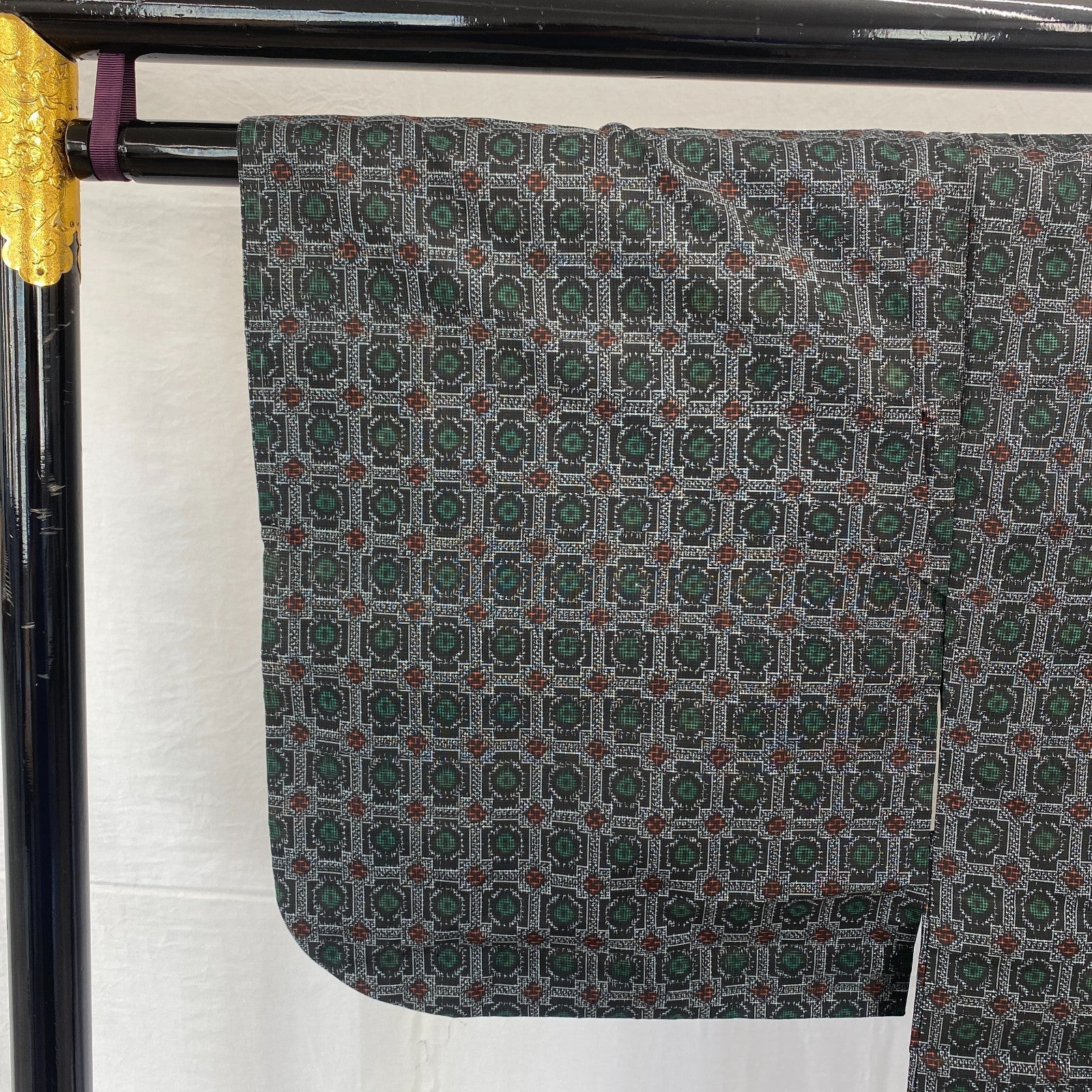 Japanese Vintage Kimono Haori Jacket Silk Gray Oshima Traditional Authentic 33in15