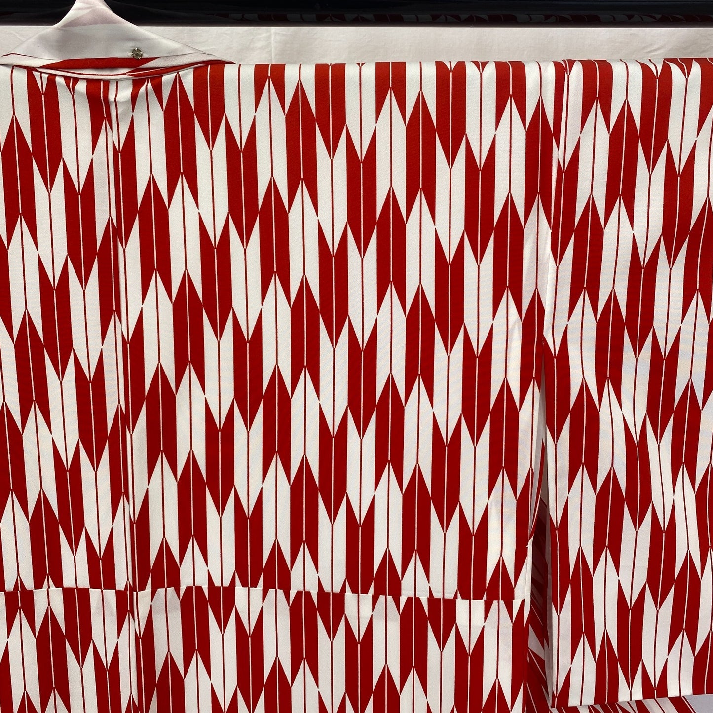 Japanese Vintage Kimono Cotton Red Komon Traditional Authentic Length 63 in17