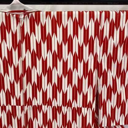 Japanese Vintage Kimono Cotton Red Komon Traditional Authentic Length 63 in17