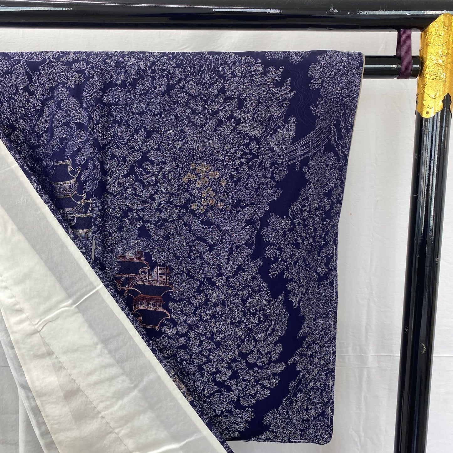 Japanese Vintage Kimono Silk Navy Komon Traditional Authentic Length 59 in7