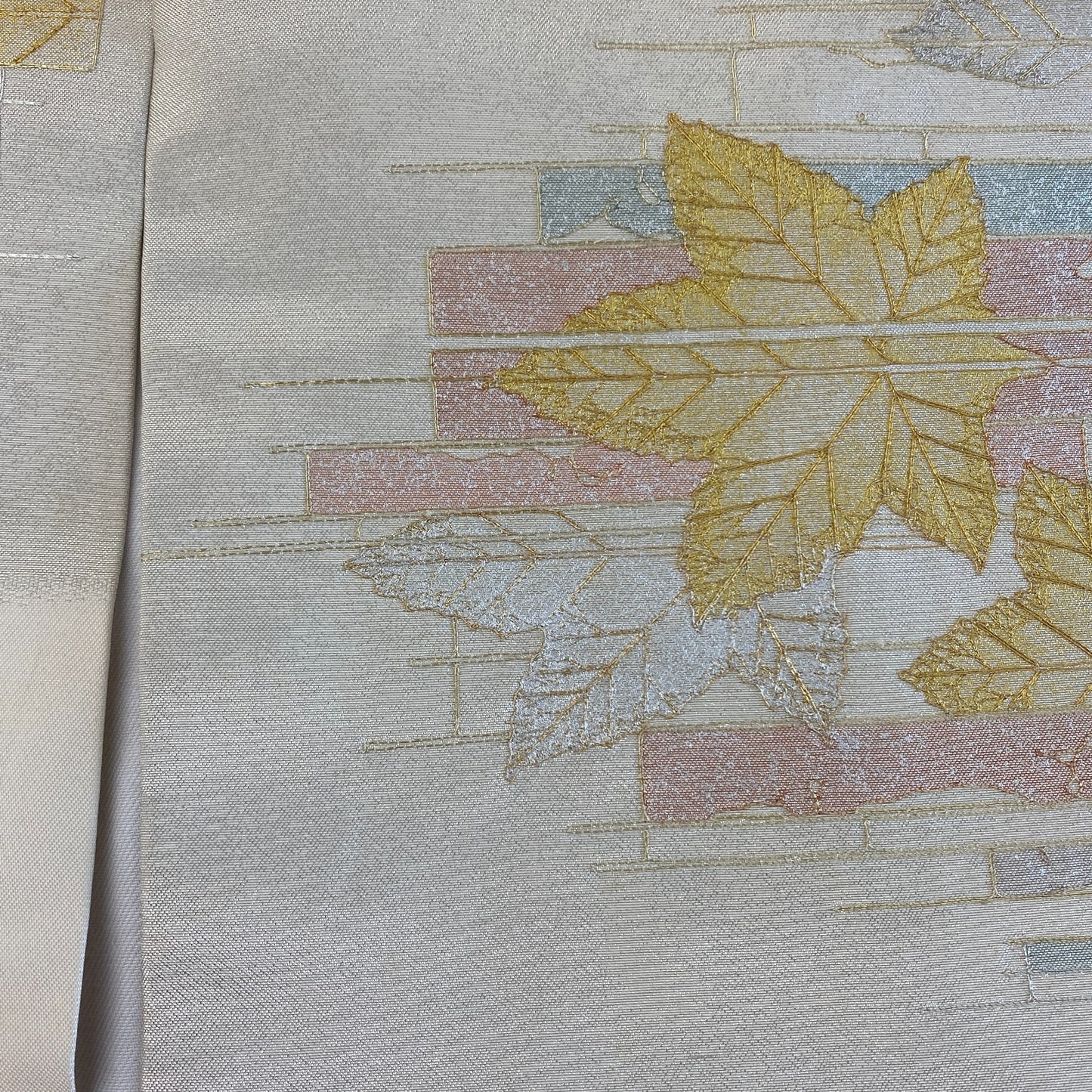 Japanese Vintage Kimono Nagoya Obi Polyester Silver Traditional Drit 144x 11 in8