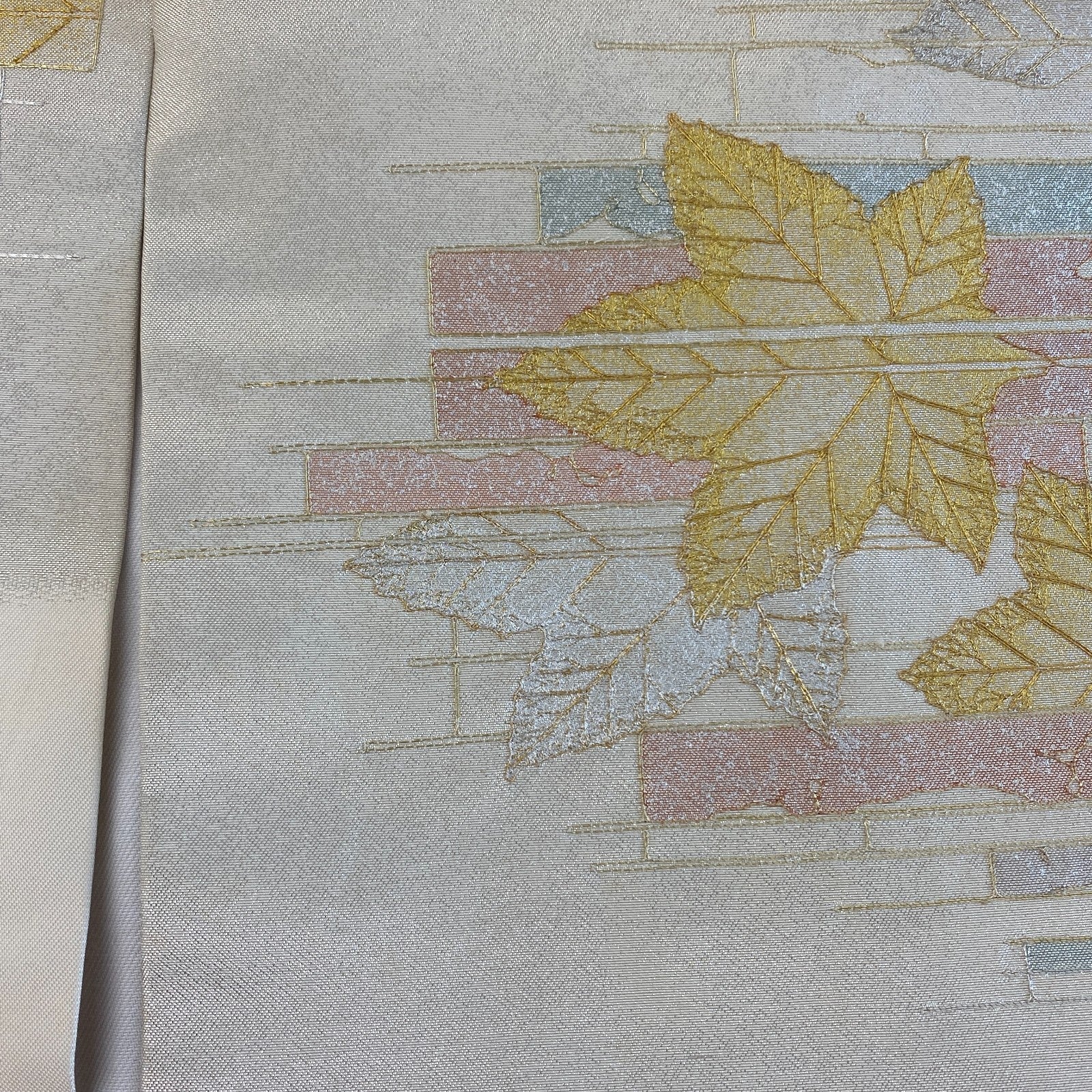 Japanese Vintage Kimono Nagoya Obi Polyester Silver Traditional Drit 144x 11 in8