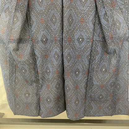 Japanese Vintage Kimono Silk Navy No Lining Oshima Tumugi Traditional Length57in11